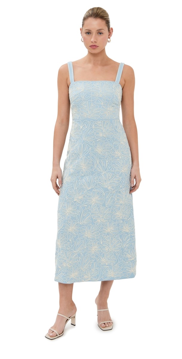 Veronica Beard Ella Dress Bluebell/Ecru