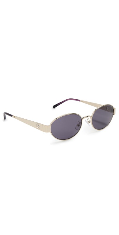 Tory Burch Oval Sunglasses Shiny Light Gold
