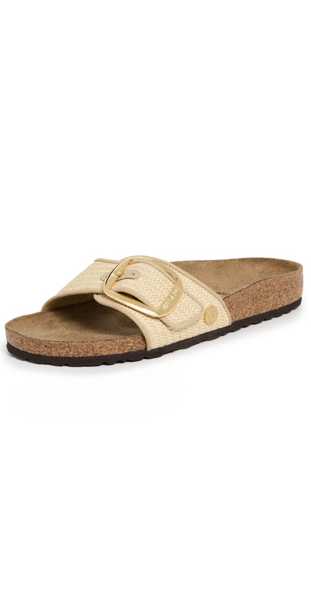 Birkenstock Madrid Big Buckle Raffia Sandals Natural