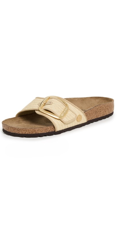 Birkenstock Madrid Big Buckle Raffia Sandals Natural