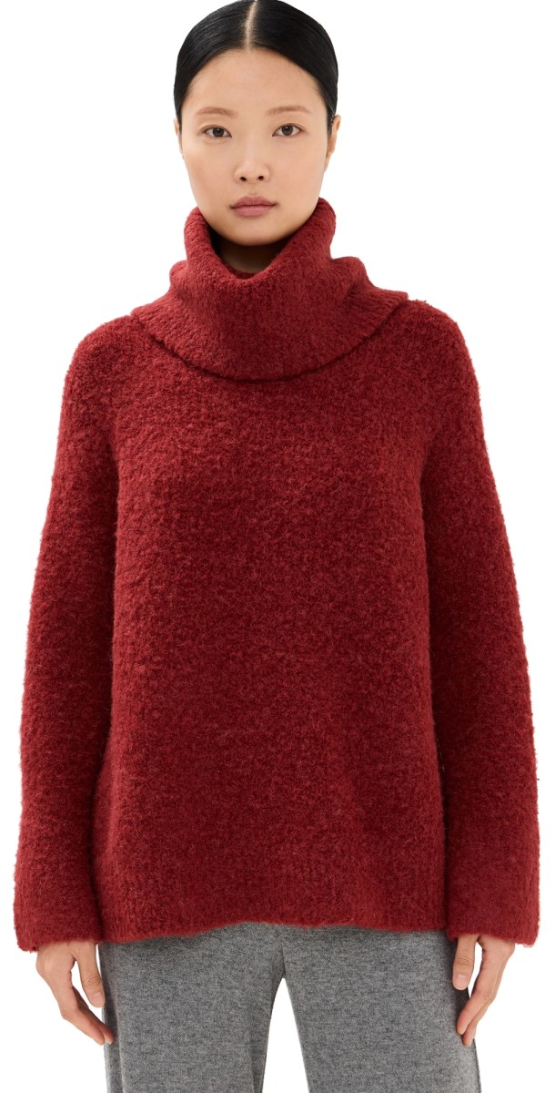 Vince Boucle Turtleneck Tunic Ruby Ink