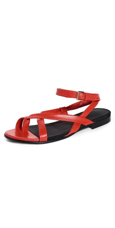 CO Asymmetric Toe Ring Gladiator Sandals Red