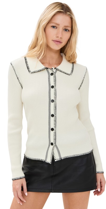 Little Lies Charlotte Stitch Top Cream/Black