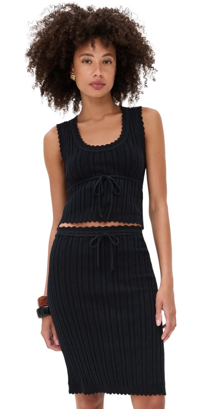 Reformation Erin Cotton Sweater Set Black