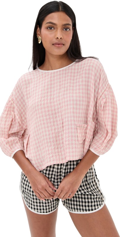 Nackiye Baby Love Loose Sleeve Top Vichy Rose