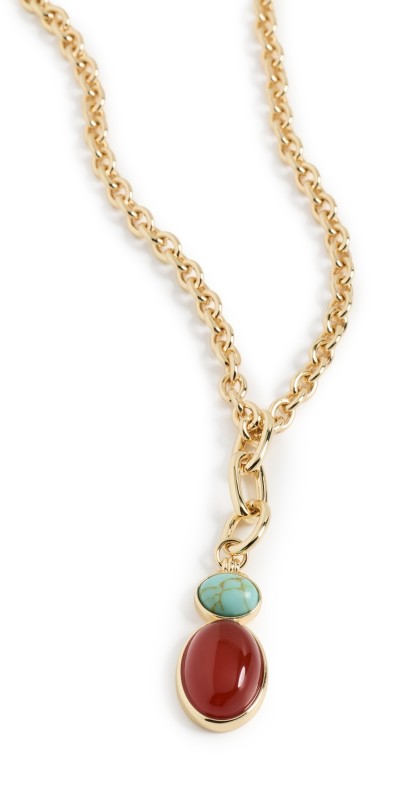 Roxanne Assoulin The Semi Precious Stone Necklace Shiny Gold/Turquoise/Carnelia