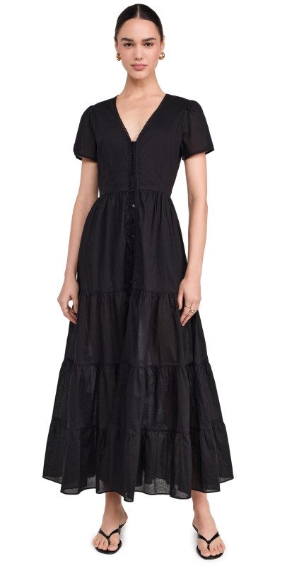 Playa Lucila Button Maxi Dress Black