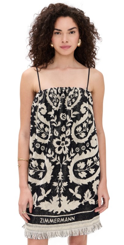 Zimmermann Rhiannon Towel Mini Dress Black/Cream