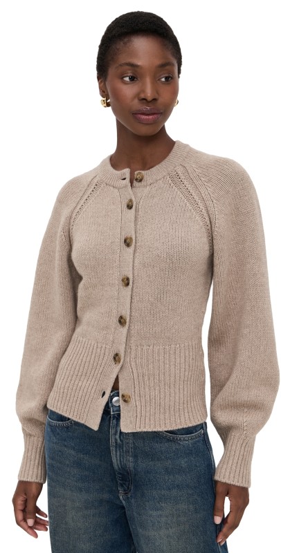 Guest in Residence Sculpted Cashmere Cardigan Taupe