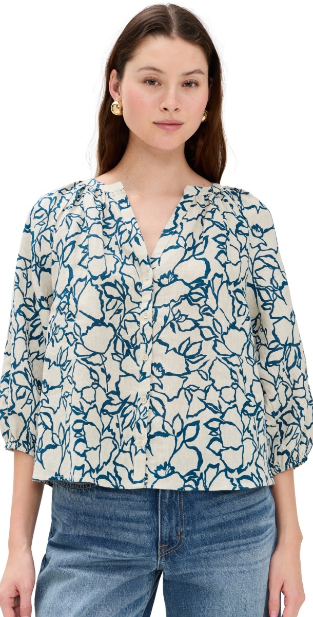 Apiece Apart Mitte Top Lace Floral Flax