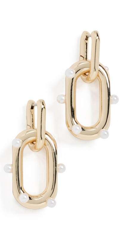 Kenneth Jay Lane Doorknocker Earrings Gold/Pearl