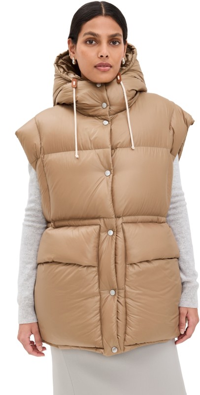 Jil Sander Oversized Down Gilet With Hood Beaver