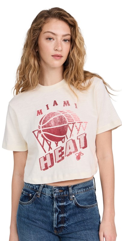 Junk Food Heat Short Sleeve Mock Neck Crop Tee White