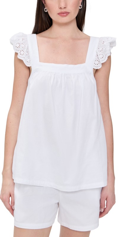 Petite Plume Twill Clara Shorts Set in White White