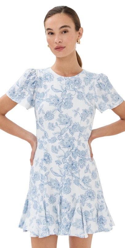 LE BOP Georgia Dress Blue Toile Floral