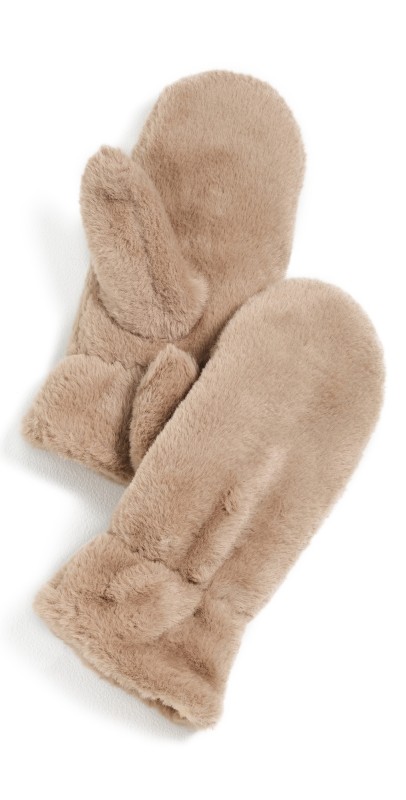 Hat Attack Faux Fur Mittens Black