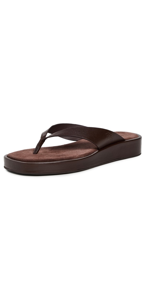 Reformation Eden Platform Thong Sandals Espresso Leather Suede
