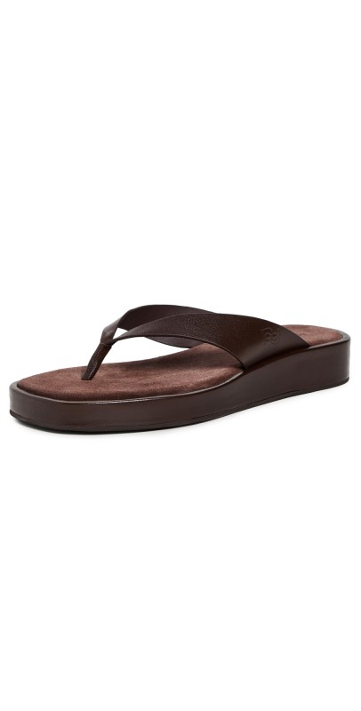 Reformation Eden Platform Thong Sandals Espresso Leather Suede