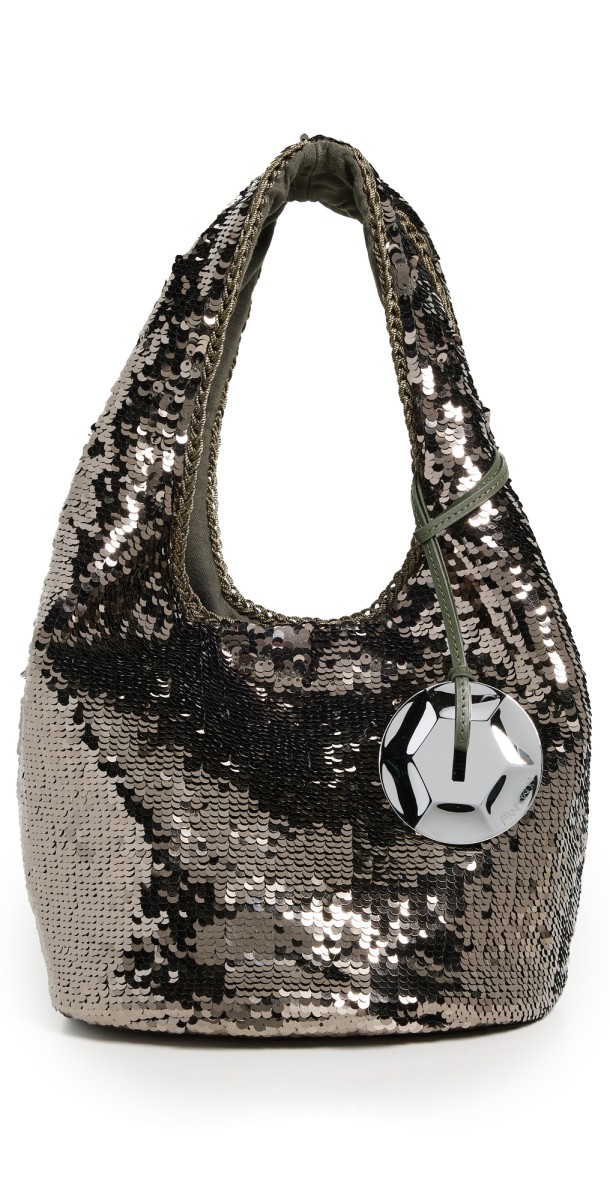 JW Anderson Mini Sequin Shopper Hobo Bag Gunmetal