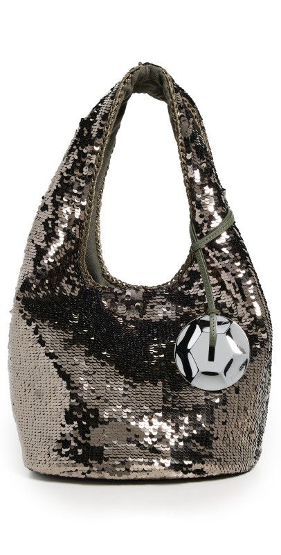 JW Anderson Mini Sequin Shopper Hobo Bag Gunmetal