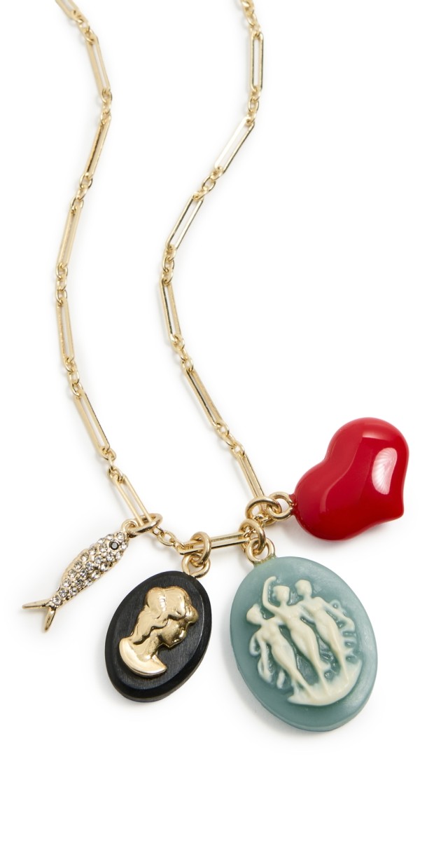 Clare V. Cameo Charm Necklace Multi Color