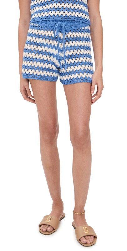 MINKPINK Cally Crochet Shorts Blue/White