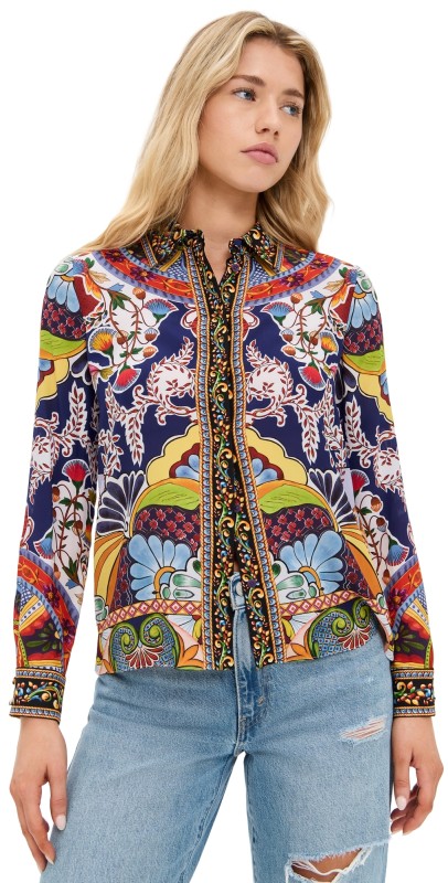 alice + olivia Willa Placket Top On The Road