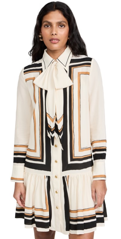 Zimmermann Tie Neck Mini Dress Stripe