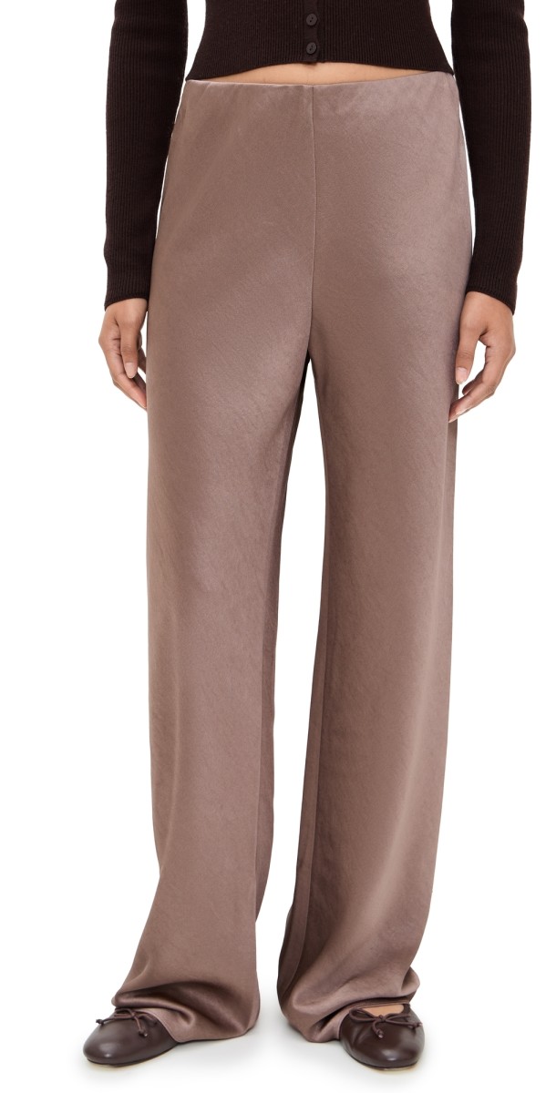 Vince High Waist Fluid Satin Bias Pants Mauve Lilac