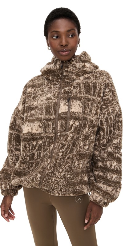 adidas by Stella McCartney ASMC Truenature Full-Zip Print Winter Fleece Jacket Soft Powder/Brown Moss