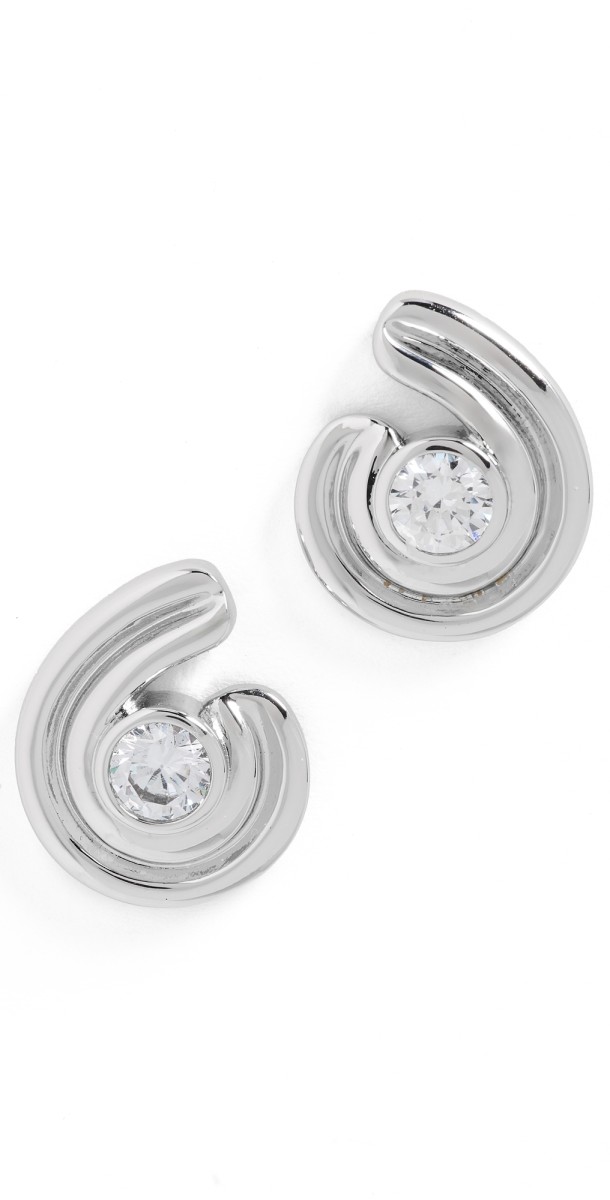 Luv Aj Wave Bezel Twist Studs Silver