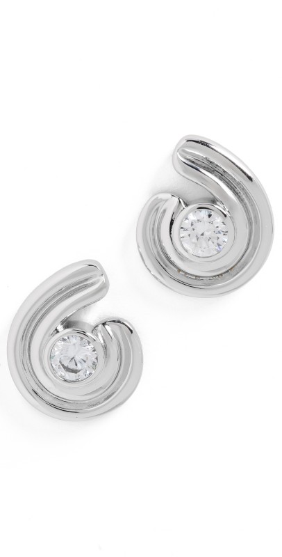 Luv Aj Wave Bezel Twist Studs Silver