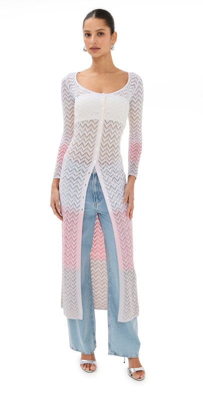 Missoni Long Cardigan Dégradé Beige/Pink/Creamy