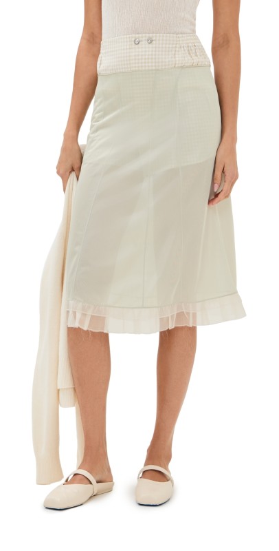 Maison Margiela Knee-Length Skirt Healing Aloe and Beige/White