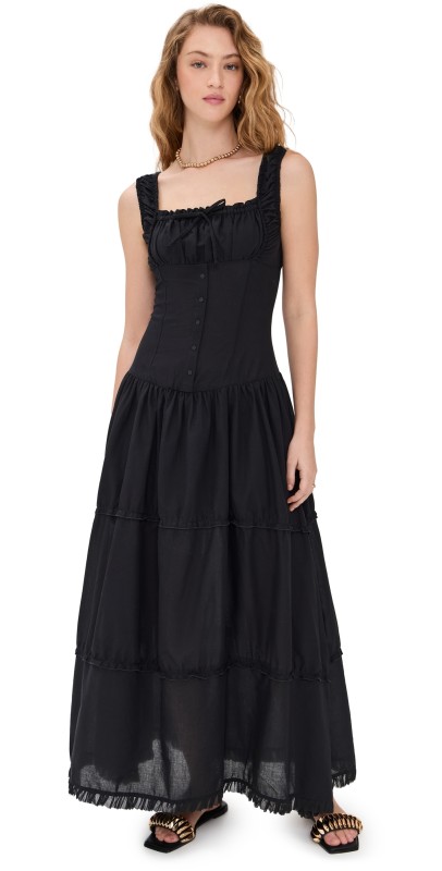 Frankies Bikinis Christabelle Gauze Dress Black