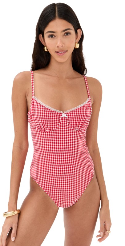 Solid & Striped Solid & Striped x Summer I Turned Pretty The Taylor One Piece Red Gingham