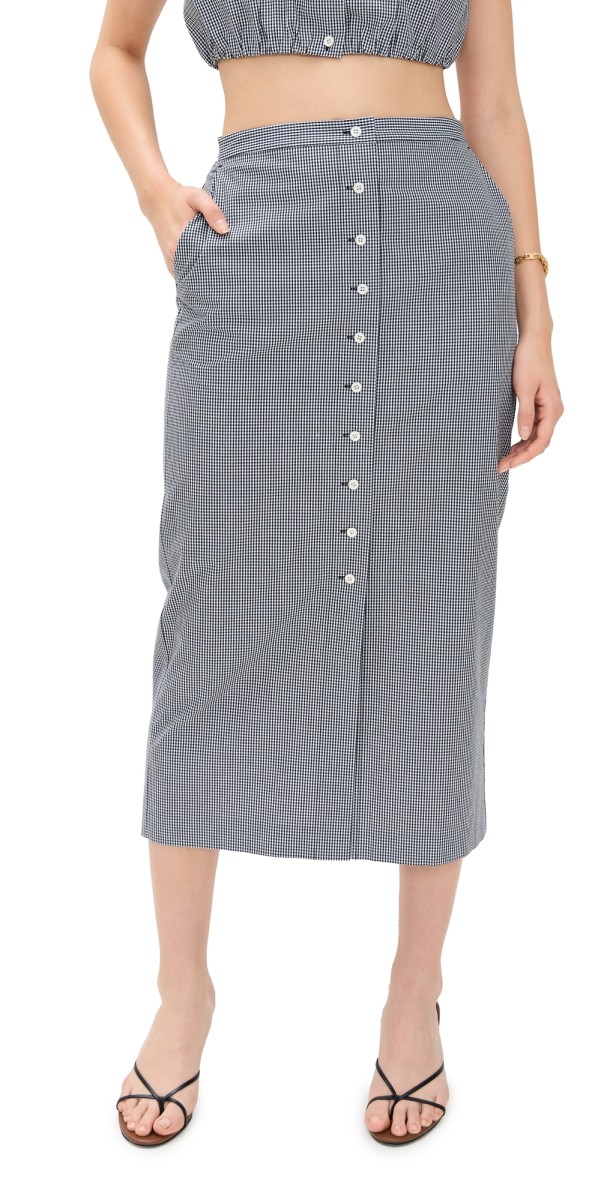 FRAME The Check Skirt Navy Multi