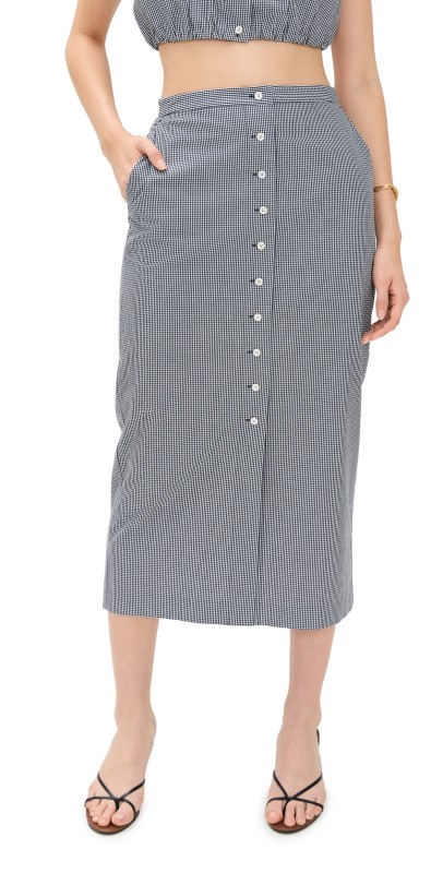 FRAME The Check Skirt Navy Multi