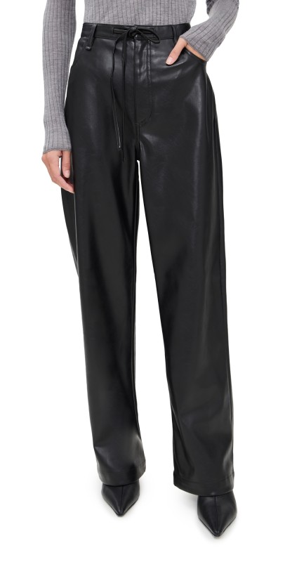 rag & bone Phoebe Faux Leather Draw Cord Pants Black