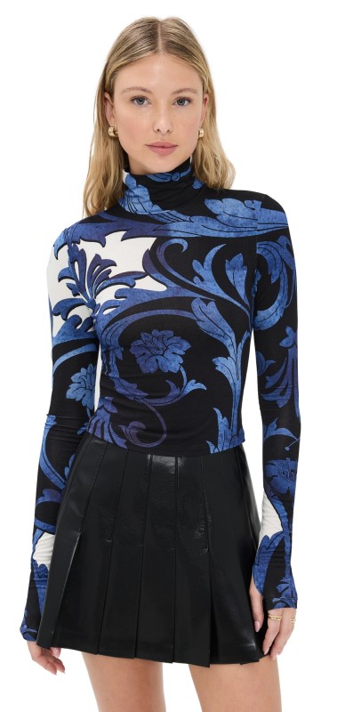 alice + olivia Delaina Turtleneck Cropped Top Regal Retreat