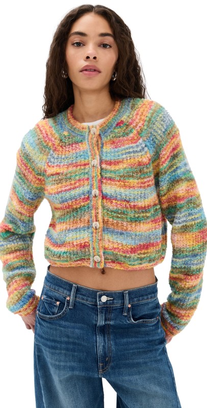 MOTHER The Raglan Crop Alpaca Cardigan Fancy Fade