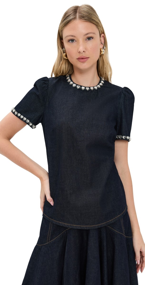 Zimmermann Embellished Denim Top Night Sky