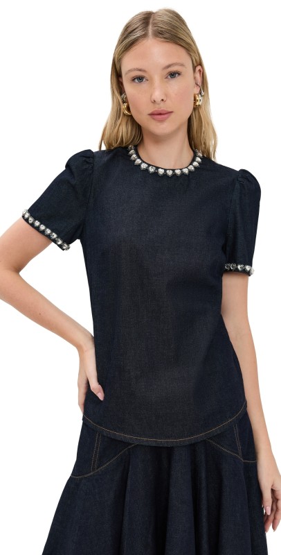 Zimmermann Embellished Denim Top Night Sky