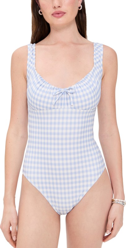 Reformation Bahia One Piece Swimsuit Crystal Check