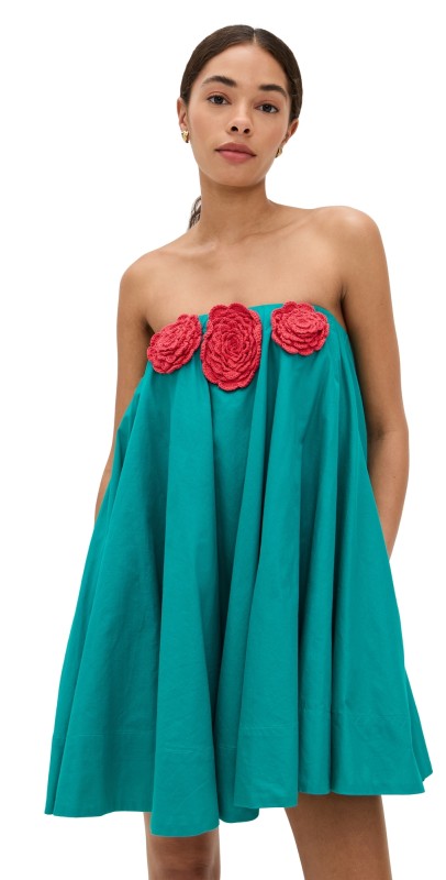 Pitusa Crochet Flower Tea Dress Teal