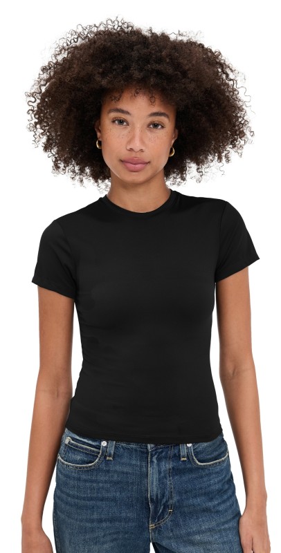 Good American Weightless Scuba Baby Tee Black001