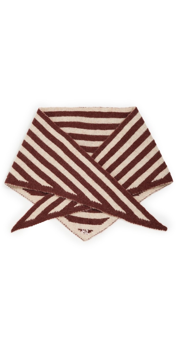 Damson Madder Stripe Triangle Head Scarf Choc