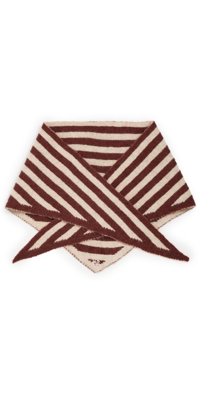 Damson Madder Stripe Triangle Head Scarf Choc