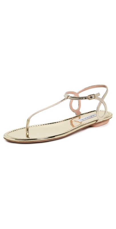 Aquazzura Almost Bare Sandal Flats Soft Gold