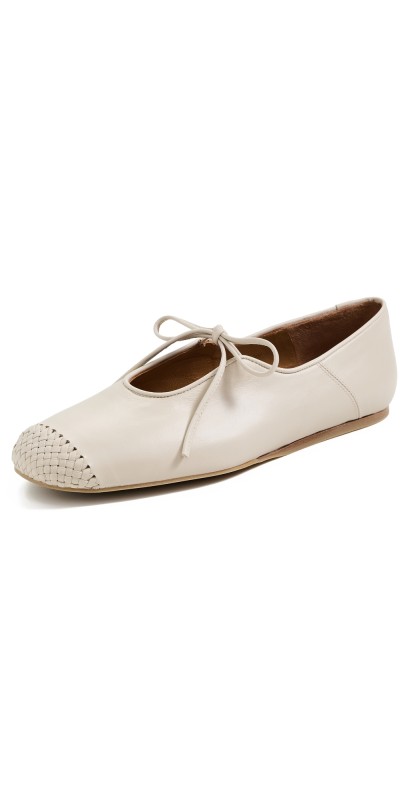 Naguisa Borago Woven Flats Ecru